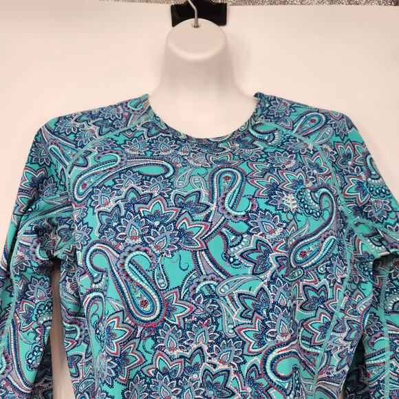 Coolibar Paisley Long Sleeve UPF 50+ Protection Swim Shirt Rash Guard Women L - Picture 7 of 8